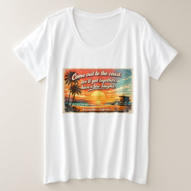 Komm an die Küste Damen-Plus Size T-Shirt (Design vorne)