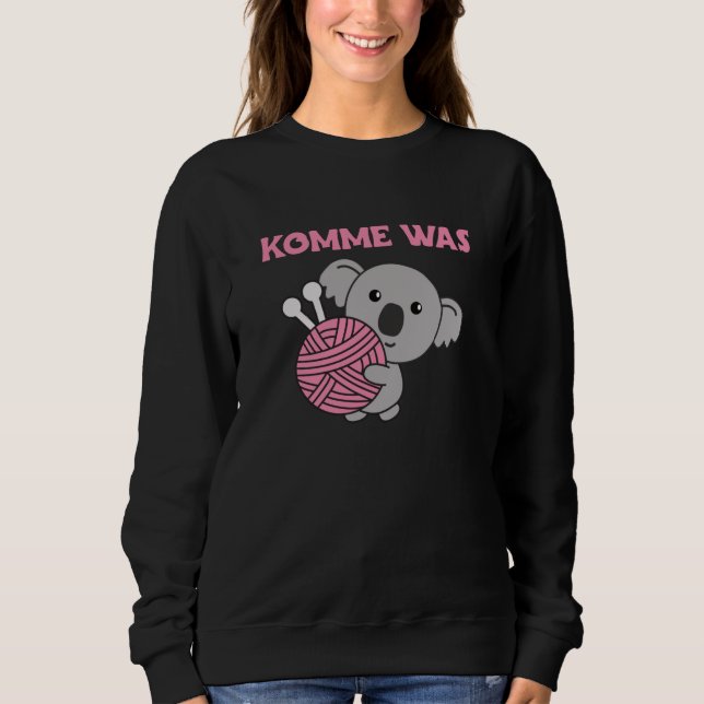 Komm auf, was Wolle Strick Niedlich Koala mit Woll Sweatshirt (Vorderseite)