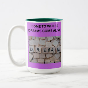 KOMM DORTHIN, WO TRÄUME ZUM LEBEN ERWACHTEN ZWEIFARBIGE TASSE