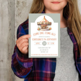 Komm eins, komm alle! Circus Carousel Geburtstagsp Einladung