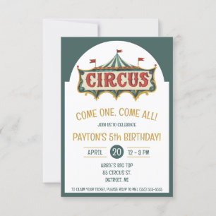 Komm eins, komm alle! Circus Tent Birthday Party Einladung