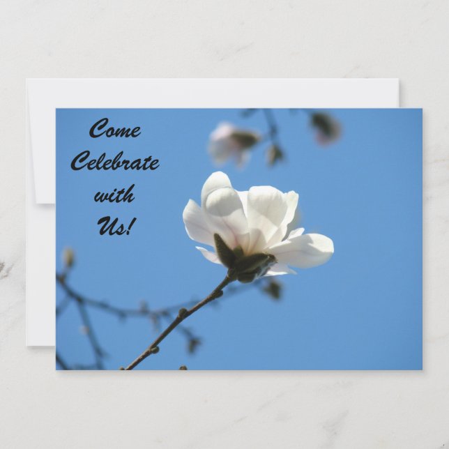 Komm feiern mit uns! Einladungen Blau weiß (Vorderseite)