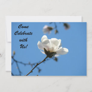 Komm feiern mit uns! Einladungen Blau weiß