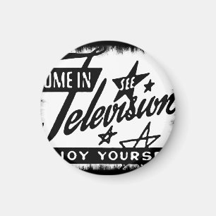 Komm herein und sieh dir Fernsehen an, genieße es Magnet