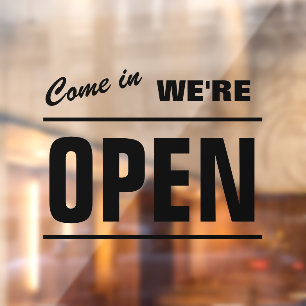 Komm herein, wir sind offen Shop statisch transpar Fensteraufkleber