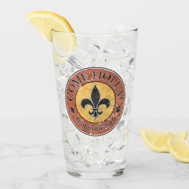 Komm, Holla! Fleur-de-lis-Circle-Logo Glas (Vorderseite Ice)