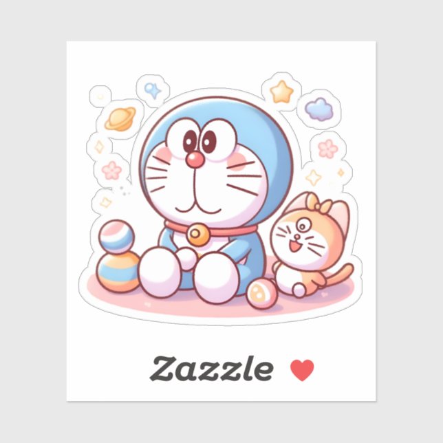 Komm Komm Katze und Doraemon Aufkleber (Blatt)