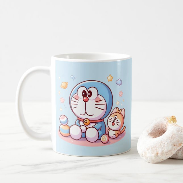 Komm Komm Katze und Doraemon Kaffeetasse (Mit Donut)