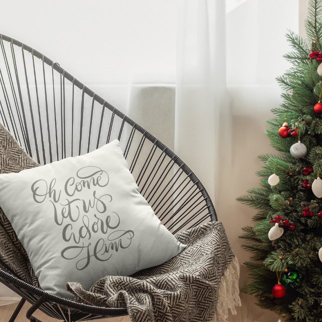 Komm Lass uns Adore Ihn Hand kalligraphiert Kissen (Von Creator hochgeladen)