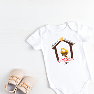 Komm, lass uns an Ihm, meine erste Weihnachtszeit Baby Strampler