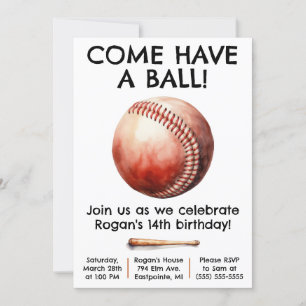 Komm, mach einen Ball! Baseball-Birthday-Party Einladung