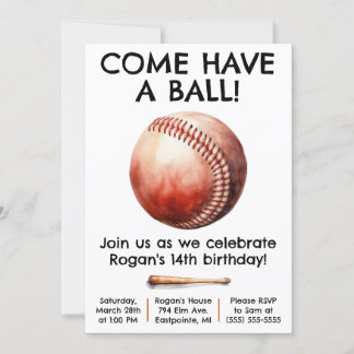 Komm, mach einen Ball! Baseball-Birthday-Party Einladung