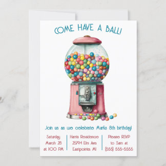 Komm, mach einen Ball! Retro Bubble Gum Birthday P Einladung