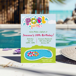 Komm, mach einen Spritzer! Pool Party Geburtstagsp Einladung