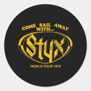 Komm mit STYX wegsegeln Vintage-Geschenk Runder Aufkleber