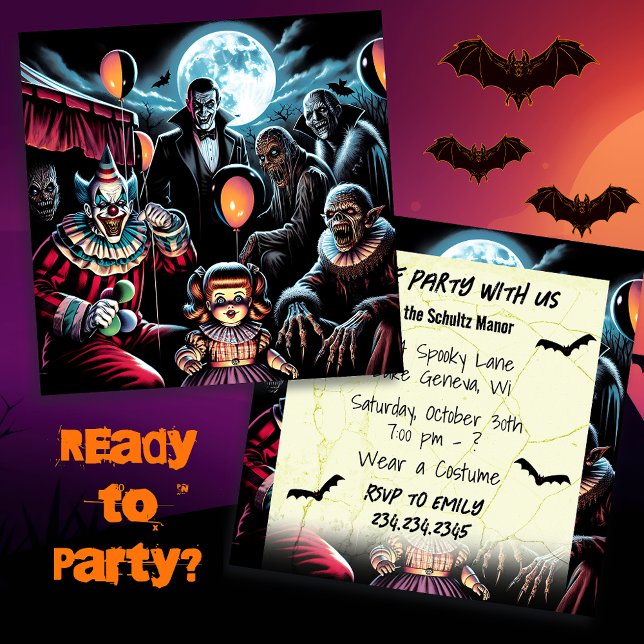 Komm Party mit uns Zombie, Clown, Vamp Halloween (Von Creator hochgeladen)