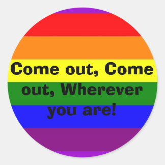 Komm raus! runder aufkleber