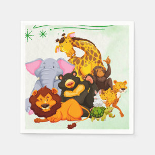 Komm, tritt der Safari-Tierparty bei Serviette