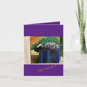 Komm und hol es! Christmas Kitty Black Cat Card Feiertagskarte