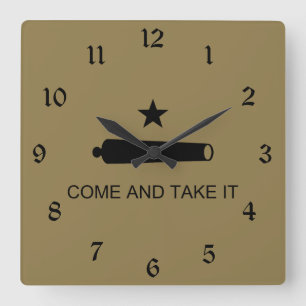 Komm und nimm es! Texas Staat Schlachtflagge Quadratische Wanduhr