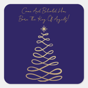 Komm und sieh ihn an Weihnachts-Quadrat-Aufklebe Quadratischer Aufkleber