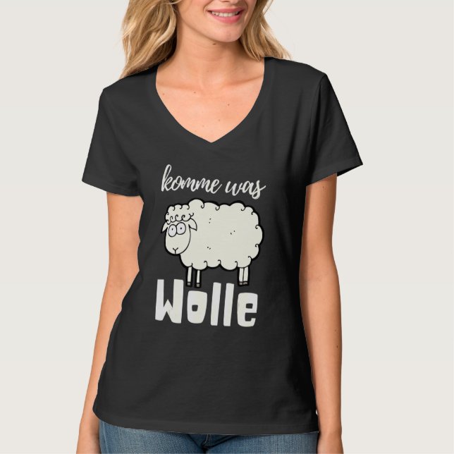 Komm, war Wolle Niedliche Schafwolle Tube Nähen Cr T-Shirt (Vorderseite)