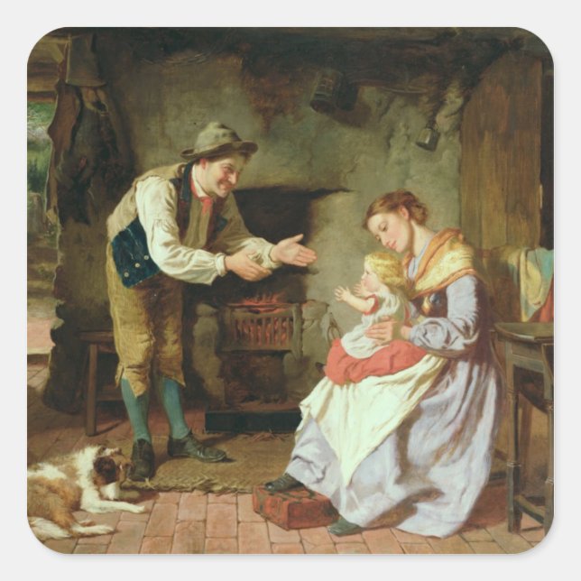 Komm zu Daddy Quadratischer Aufkleber (Vorderseite)