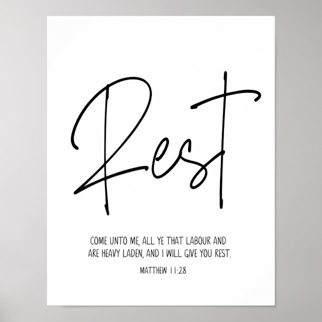 Komm zu mir, Matthew 11:28, Kunst der Schrift Wall Poster (Vorne)