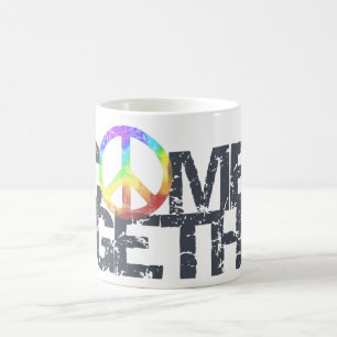 Komm Zusammen Regenbogen-Friedenszeichen-Tasse Tasse