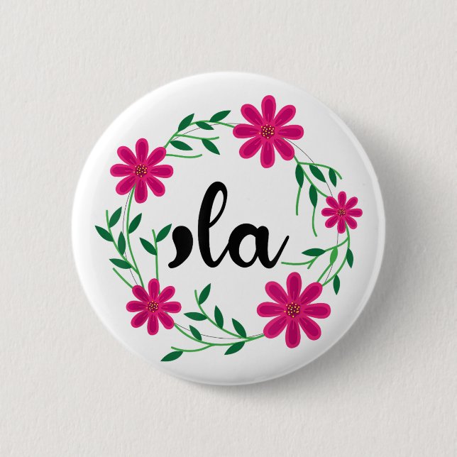 Komma la Floral Kamala Harris Präsidentin 2024 Com Button (Vorderseite)