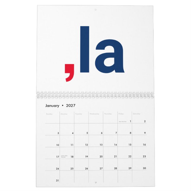 Komma La kamala lustige Aussprache patriotisch Kalender (Jan 2027)
