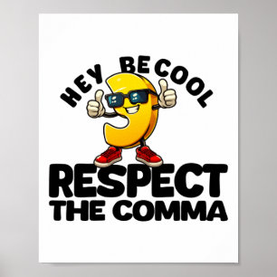 Komma respektieren Grammatikregeln Design Black Te Poster