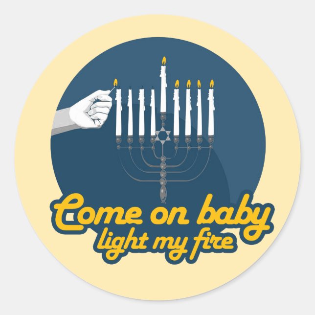 KOMME AUF BABY LIGHT MEIN FEUERMENORAH RUNDER AUFKLEBER (Vorderseite)
