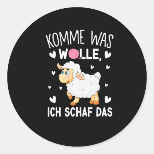 komme was wolle ich schaf runder aufkleber
