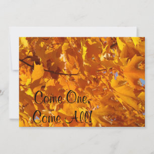 Kommen Sie Alle Einladungen Herbstblätter Golden