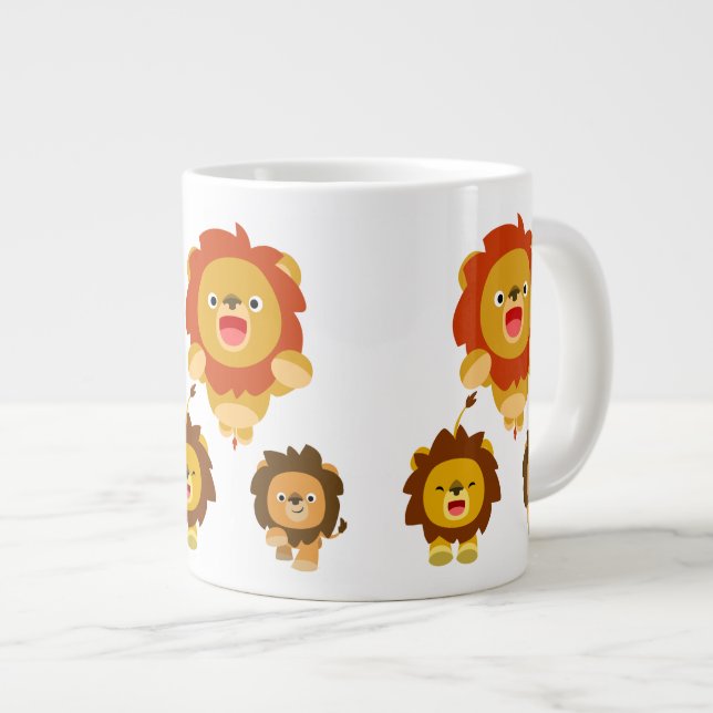 "Kommen Sie!" Drei Niedliche Cartoon Lions Jumbo T Jumbo-Tasse (Vorderseite Rechts)