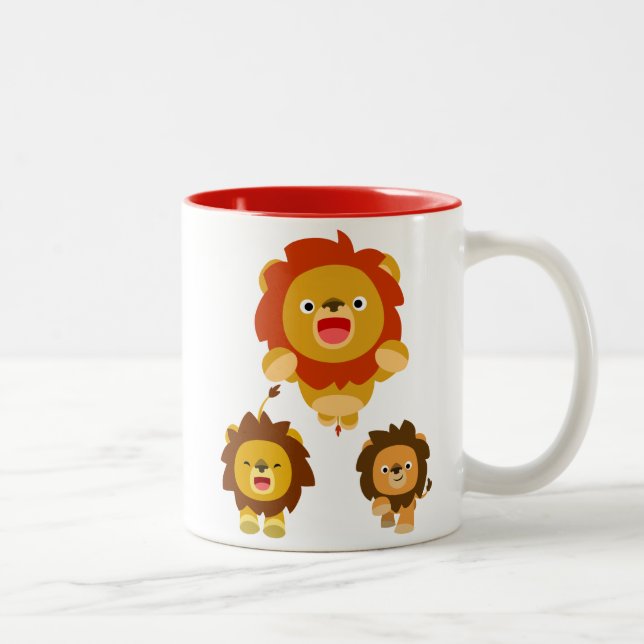 "Kommen Sie!" Drei Niedliche Cartoon Lions Tasse (Rechts)