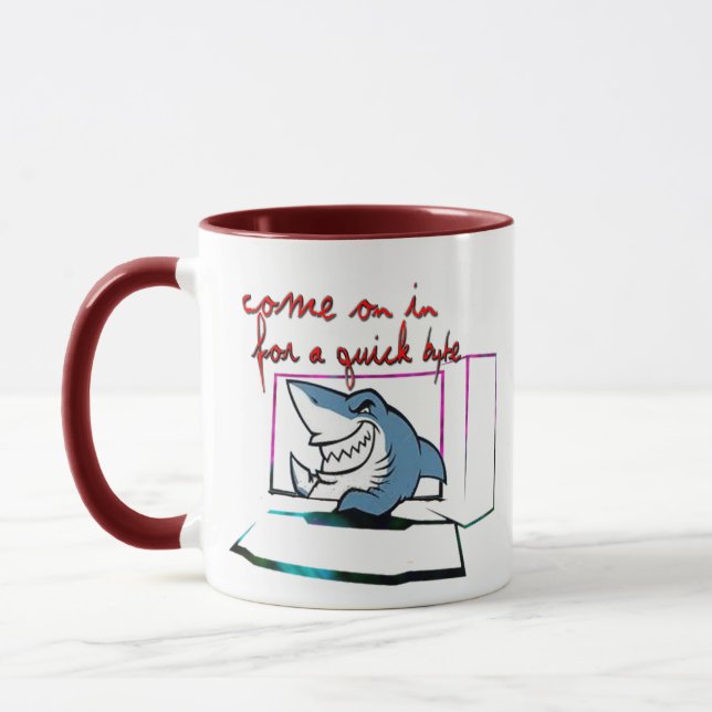 Kommen Sie für ein Quick-Byte (Bite) Computer Nerd Tasse (Links)