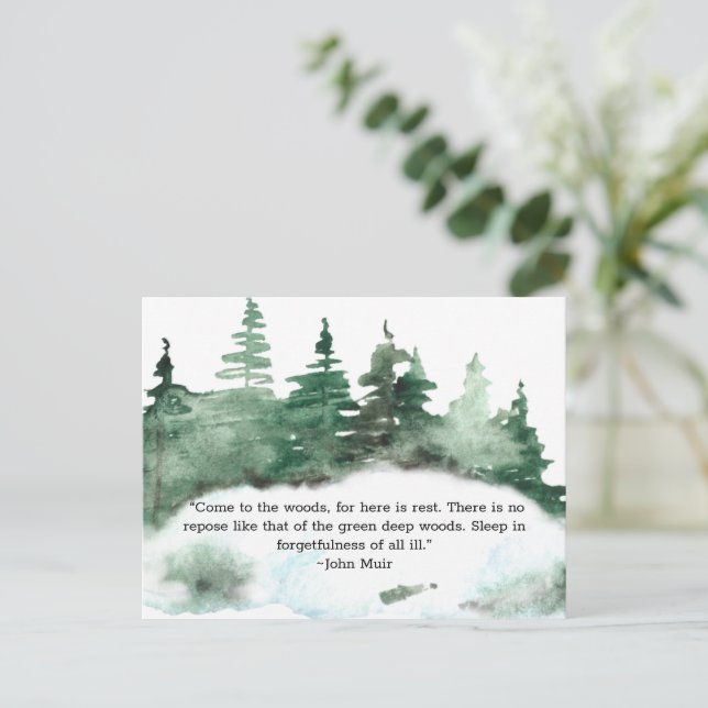 Kommen Sie in den Wald Muir Zitat Wald Postkarte (Stehend Vorderseite)