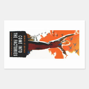 Kommen Sie in die Fabriken Rechteckiger Aufkleber