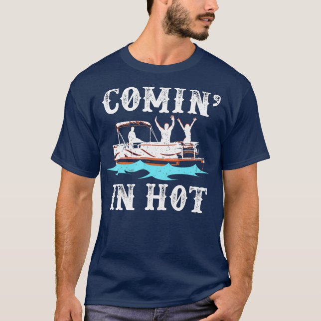 Kommen Sie in heißen sonnigen Pontoon Boat River L T-Shirt (Vorderseite)
