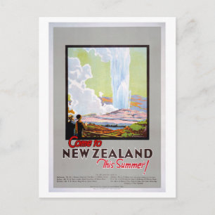 Kommen Sie nach Neuseeland Vintage-Reiseposter Postkarte