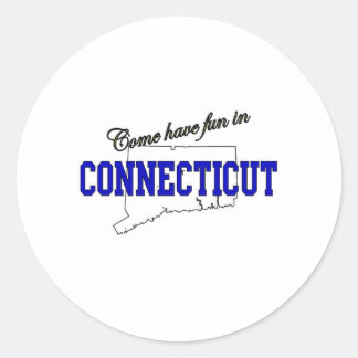 Kommen Sie und genießen Sie Connecticut Runder Aufkleber