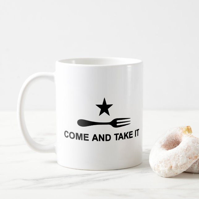 Kommen Sie und nehmen Sie es Gabel Kaffeetasse (Mit Donut)