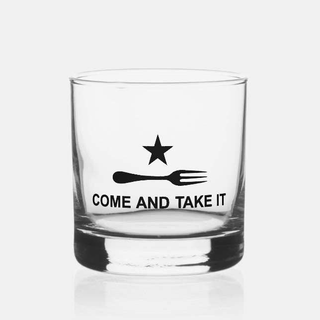 Kommen Sie und nehmen Sie es Gabel Whiskyglas (Vorderseite)