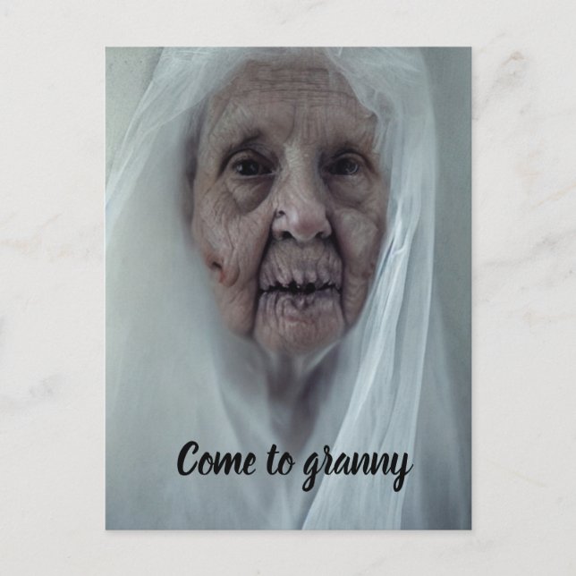 Kommen Sie zu granny spooky halloween Postkarte (Vorderseite)