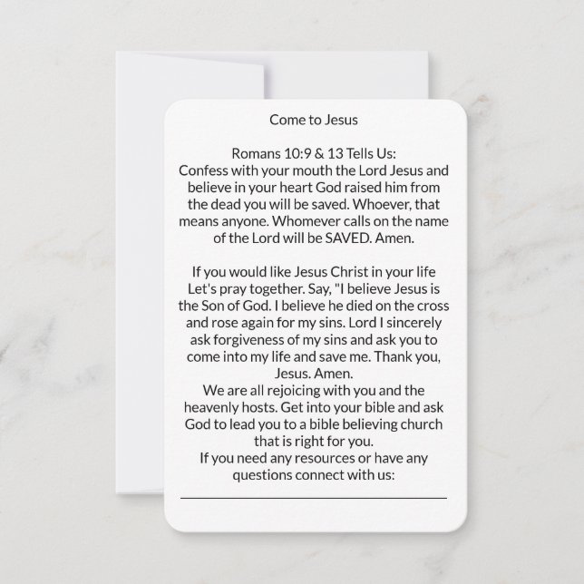 Kommen Sie zu Jesus Heilsgebet-Karte RSVP Karte (Vorderseite)