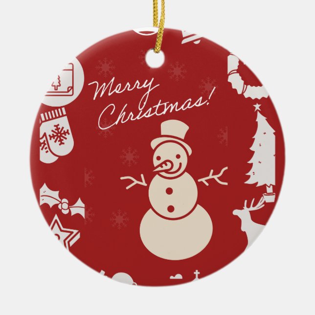 "Kommen Sie zu uns für ein Weihnachtsfest im Jolly Keramik Ornament (Vorne)