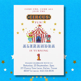 Kommen Sie zum 1. Geburtstag zum Big Top Circus Einladung