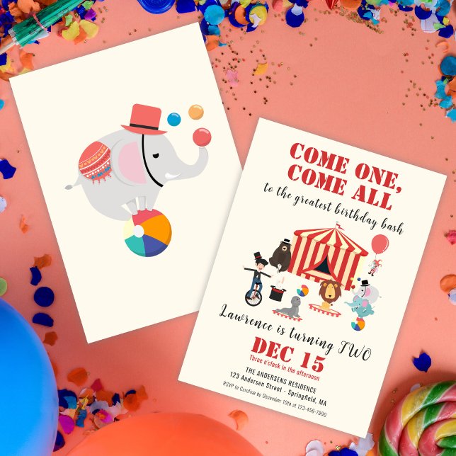 Kommen Sie zum Geburtstag eines jeden modernen Zir Einladung (Come One Come All Modern Circus Carnival Birthday Invitation)